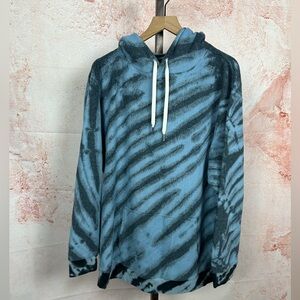 FEAT tie dye blanket blend hoodie sweatshirt size XXL blue pullover mens